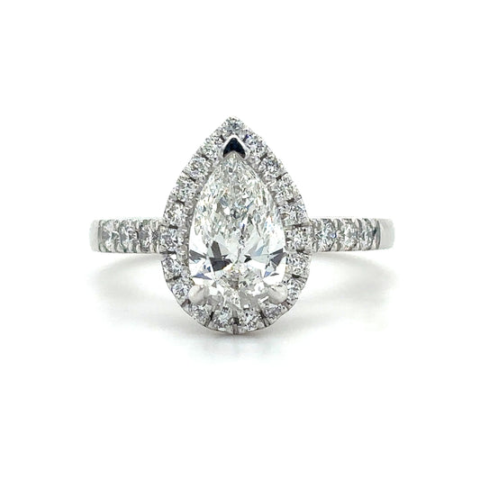 Bonnie - Pear Halo with Pavé Half Set Band