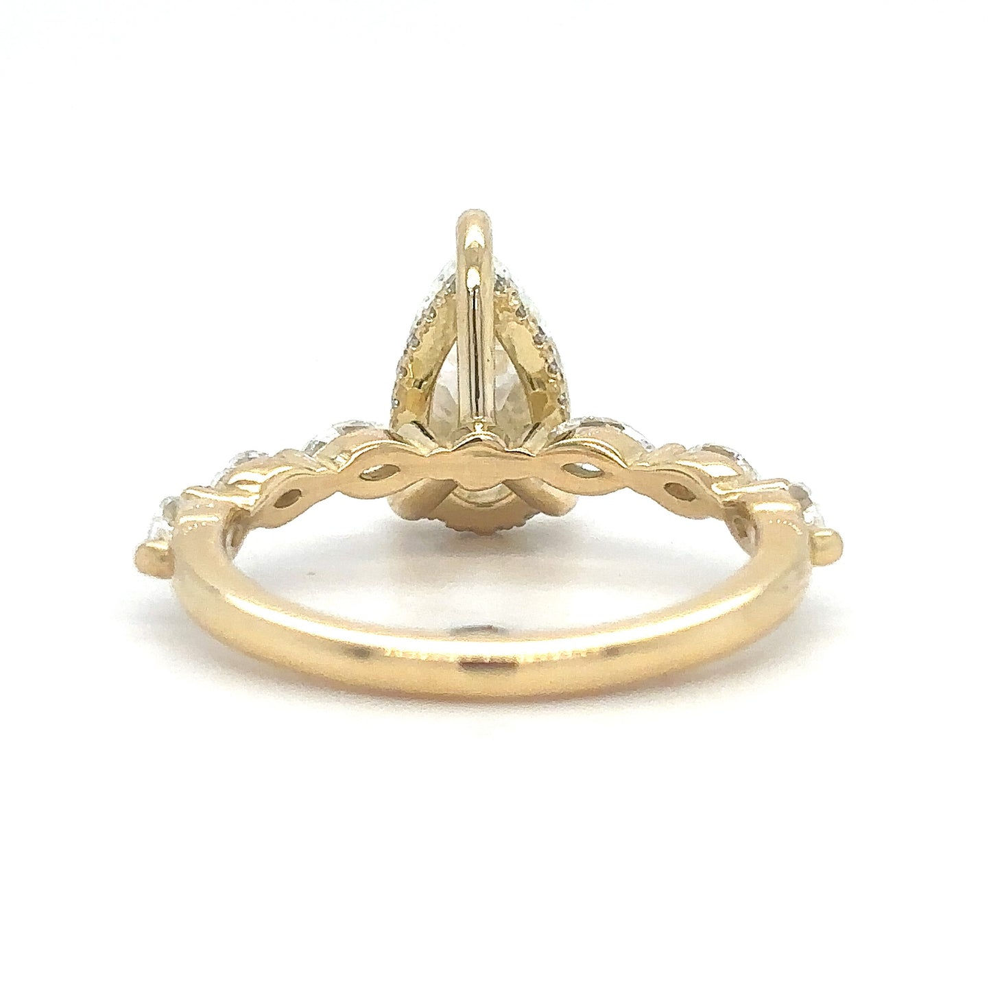 Aline – Pear Solitaire with 3 Marquise Side Stones & Hidden Halo