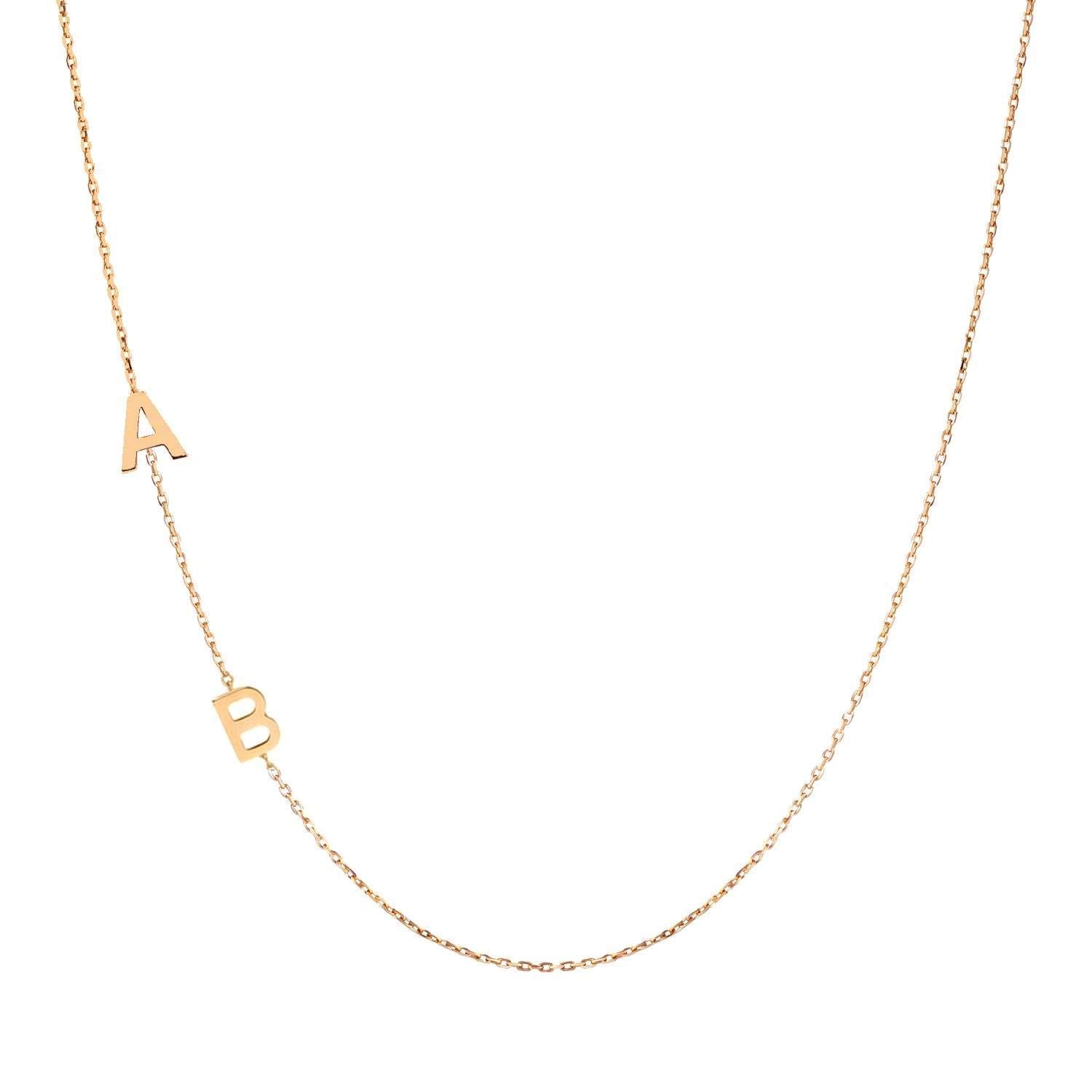 9k Gold Sideway Initial Necklace - Prime & Pure