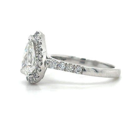 Bonnie - Pear Halo with Pavé Half Set Band