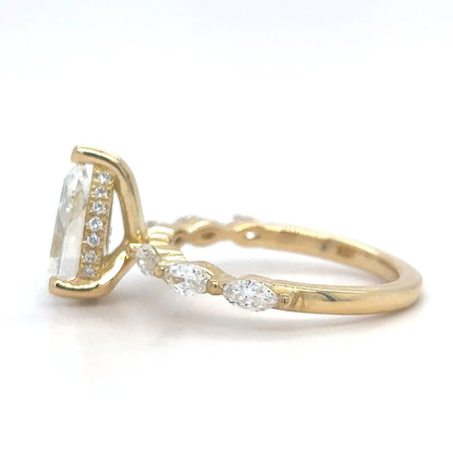 Aline – Pear Solitaire with 3 Marquise Side Stones & Hidden Halo