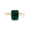 Olivia – Green Emerald Solitaire with Hidden Halo and Pavé Band