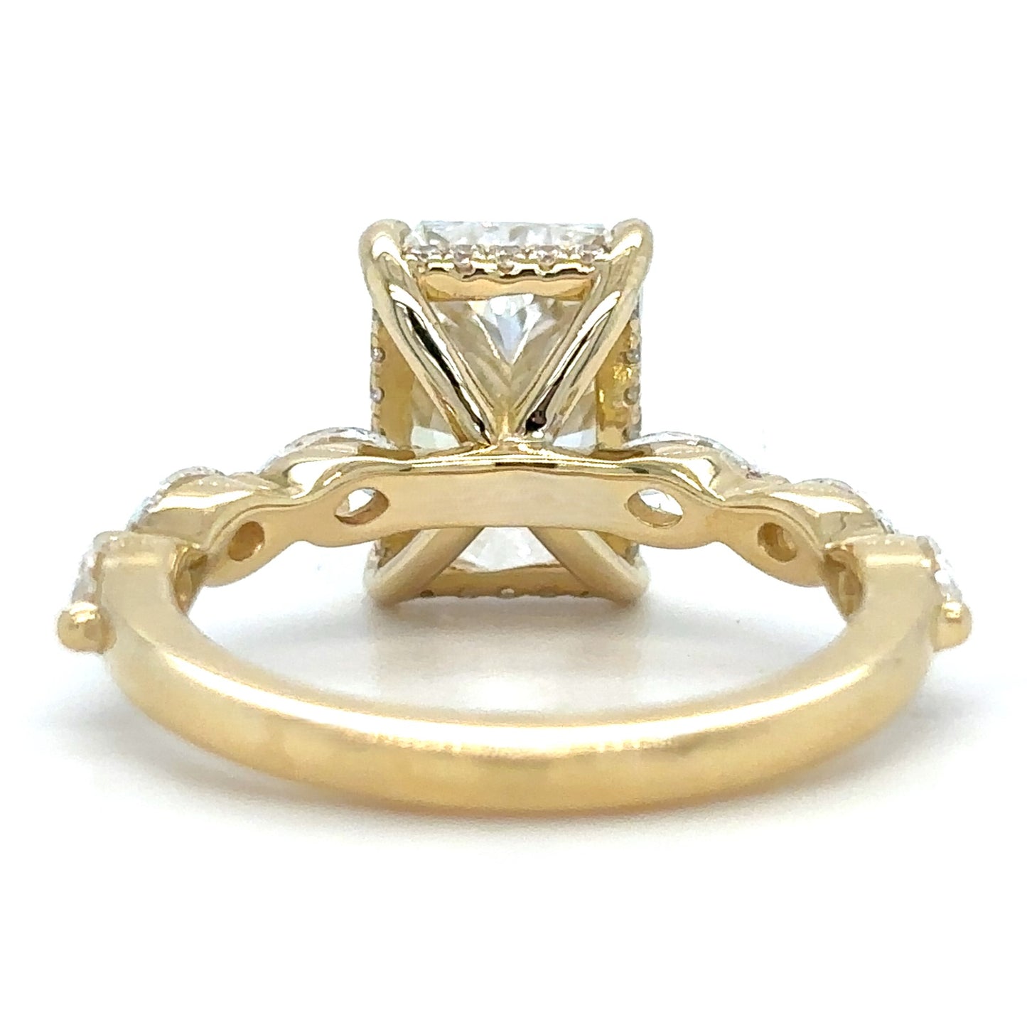 Josephine – Radiant Solitaire with 3 Marquise Side Stones & Hidden Halo