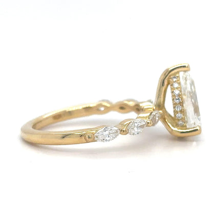 Aline – Pear Solitaire with 3 Marquise Side Stones & Hidden Halo