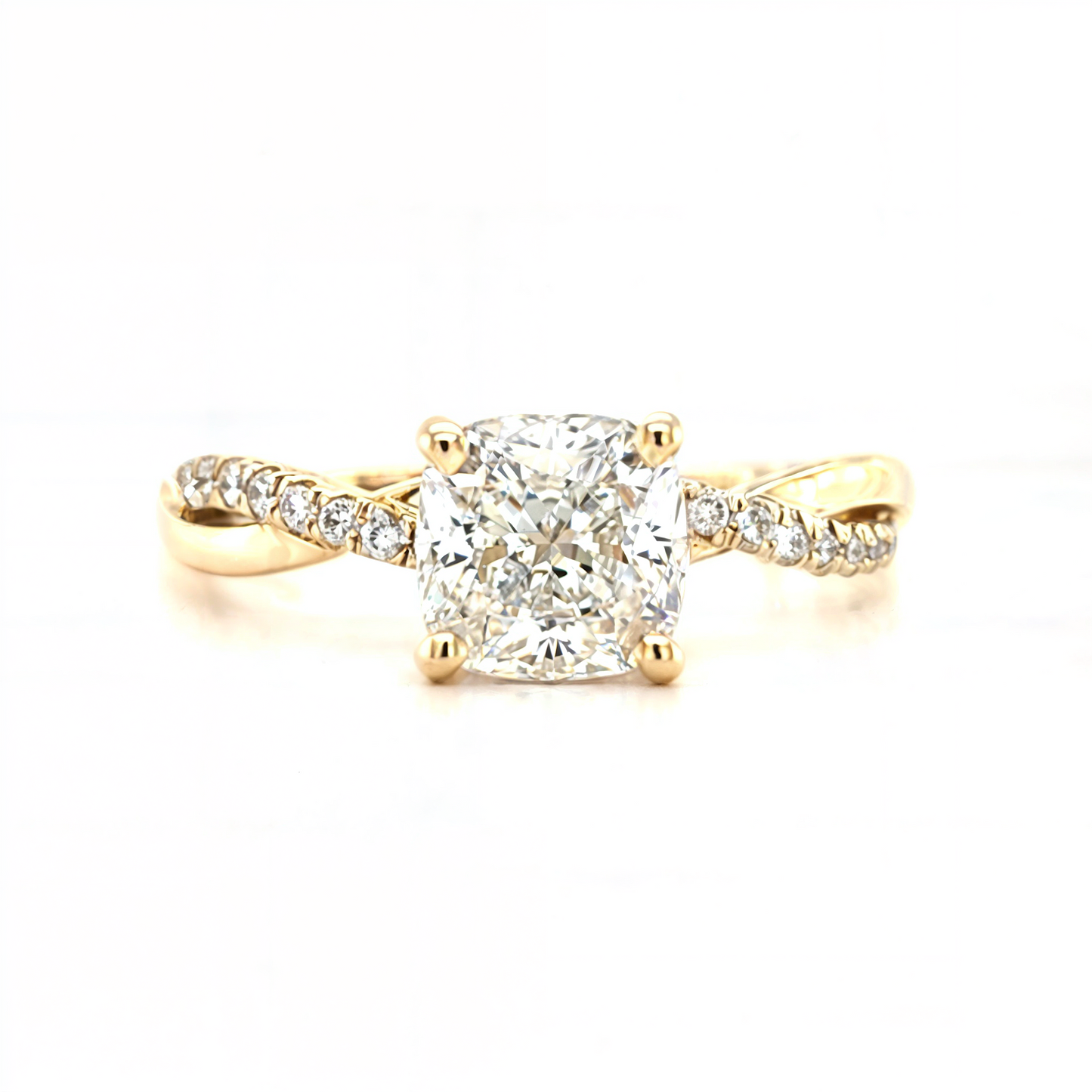 Ainsley – Cushion Solitaire with Twisted Band Half Pave