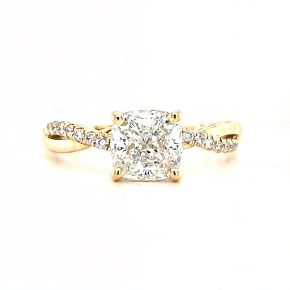 Ainsley – Cushion Solitaire with Twisted Band Half Pave