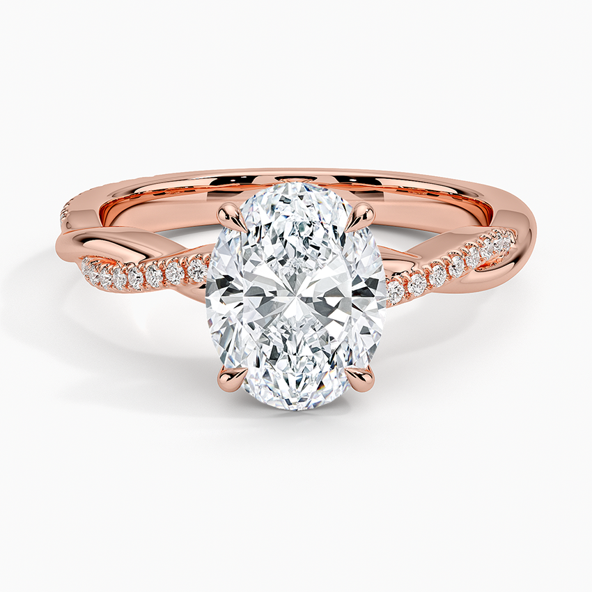 Oval engagement ring with twisted deals band