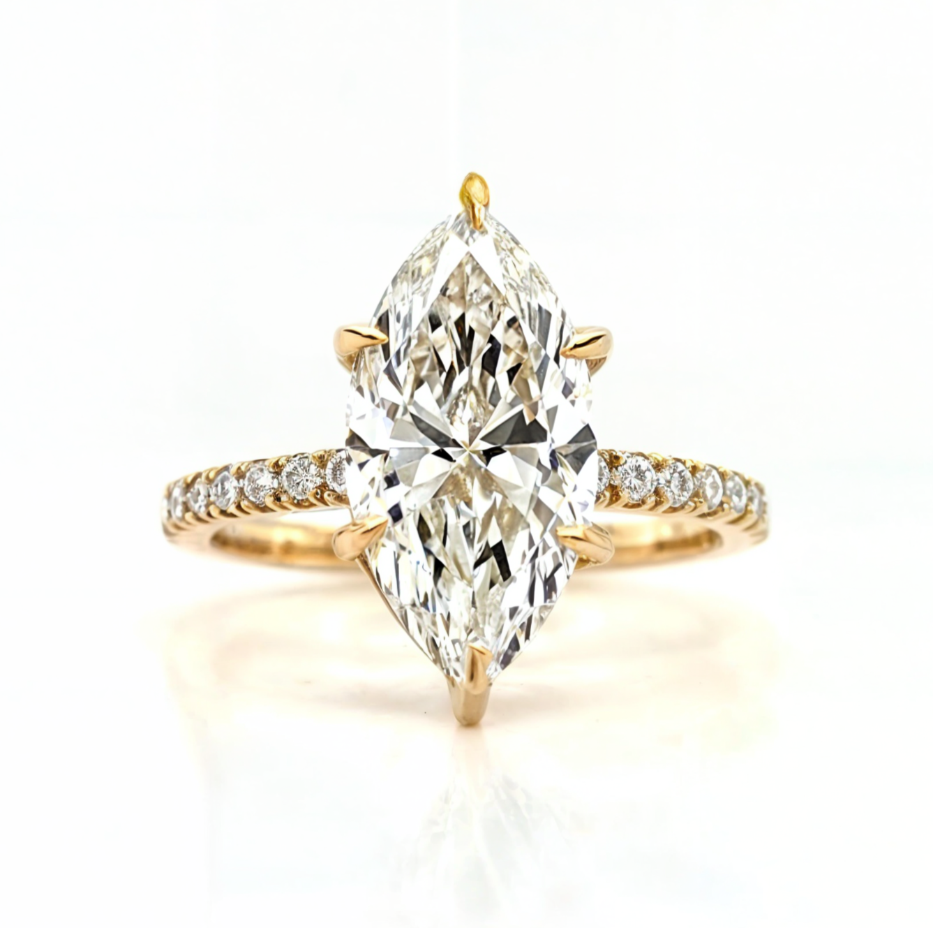 Eliza - Marquise Solitaire with Half Pave set Band