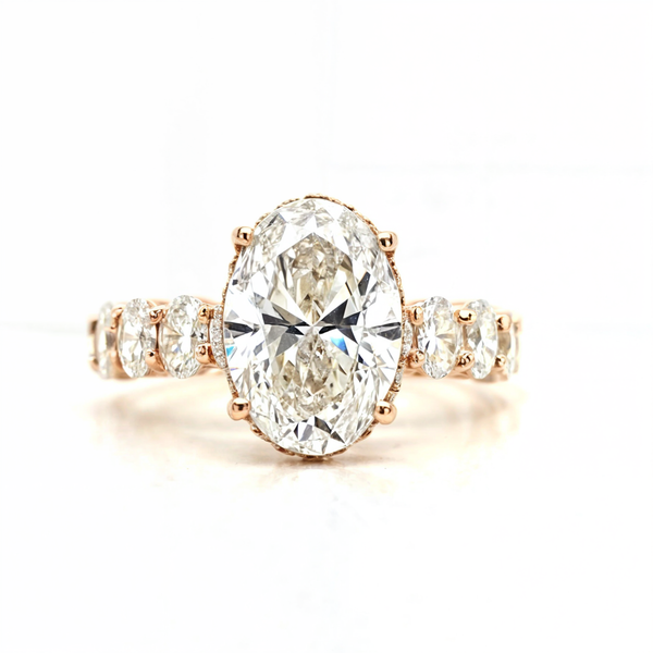 Alexis – Oval Solitaire with Hidden Halo and Oval Pavé band