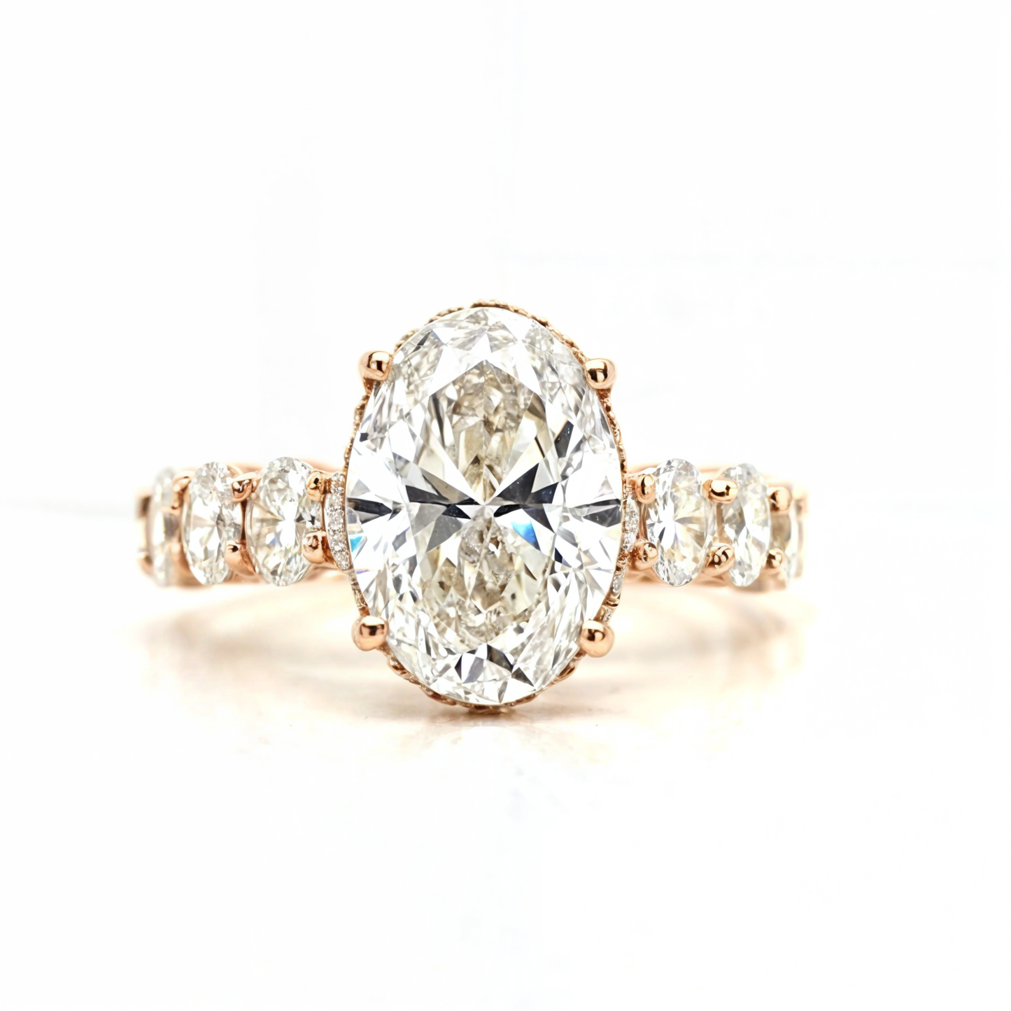 Alexis – Oval Solitaire with Hidden Halo and Oval Pavé band