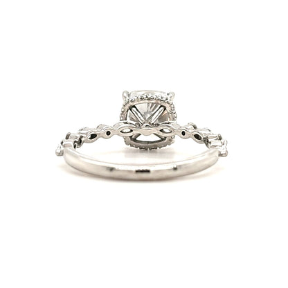 Selena – Cushion Solitaire with Hidden Halo - Marquise and Round Side Stones Band