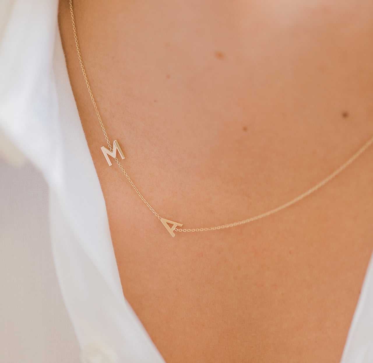 9k Gold Sideway Initial Necklace - Prime & Pure