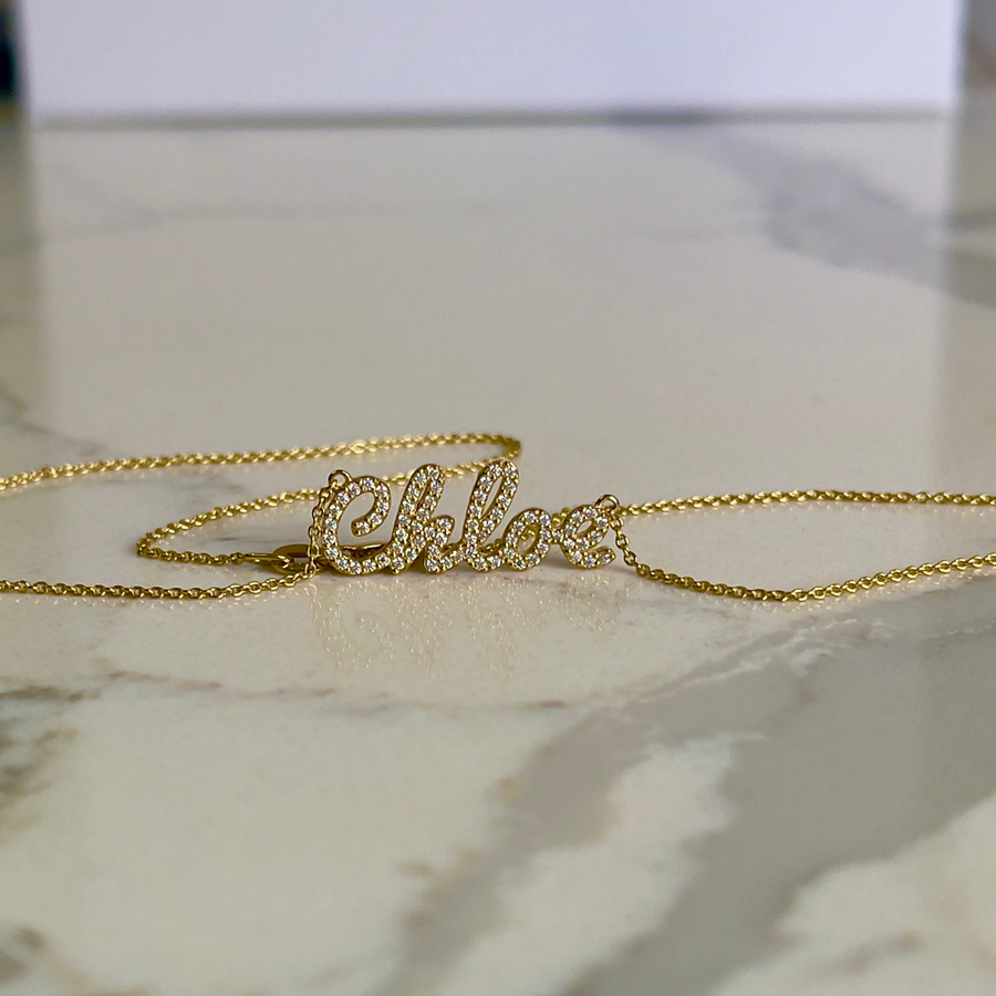 9k gold deals name necklace