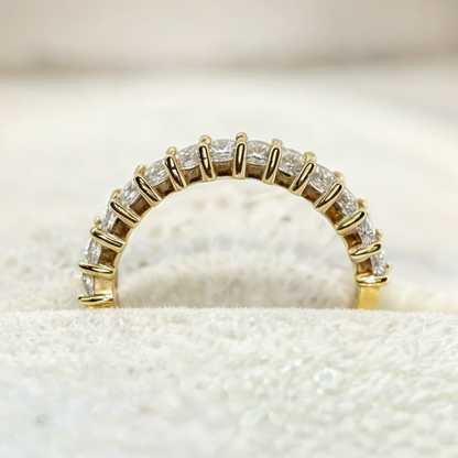 Alexandra  - Emerald Basket Set Half Eternity Ring