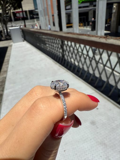 Maia – Oval Solitaire with Hidden Halo and Pavé