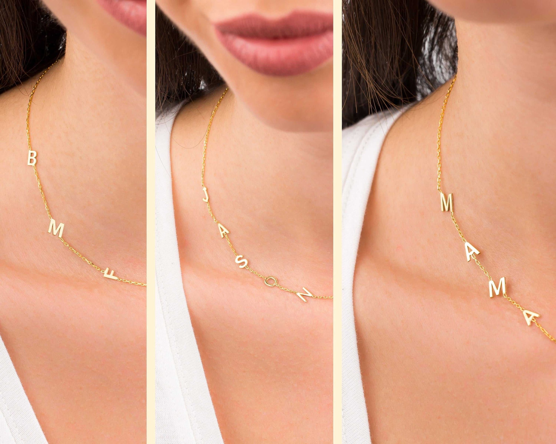 9k Gold Sideway Initial Necklace - Prime & Pure