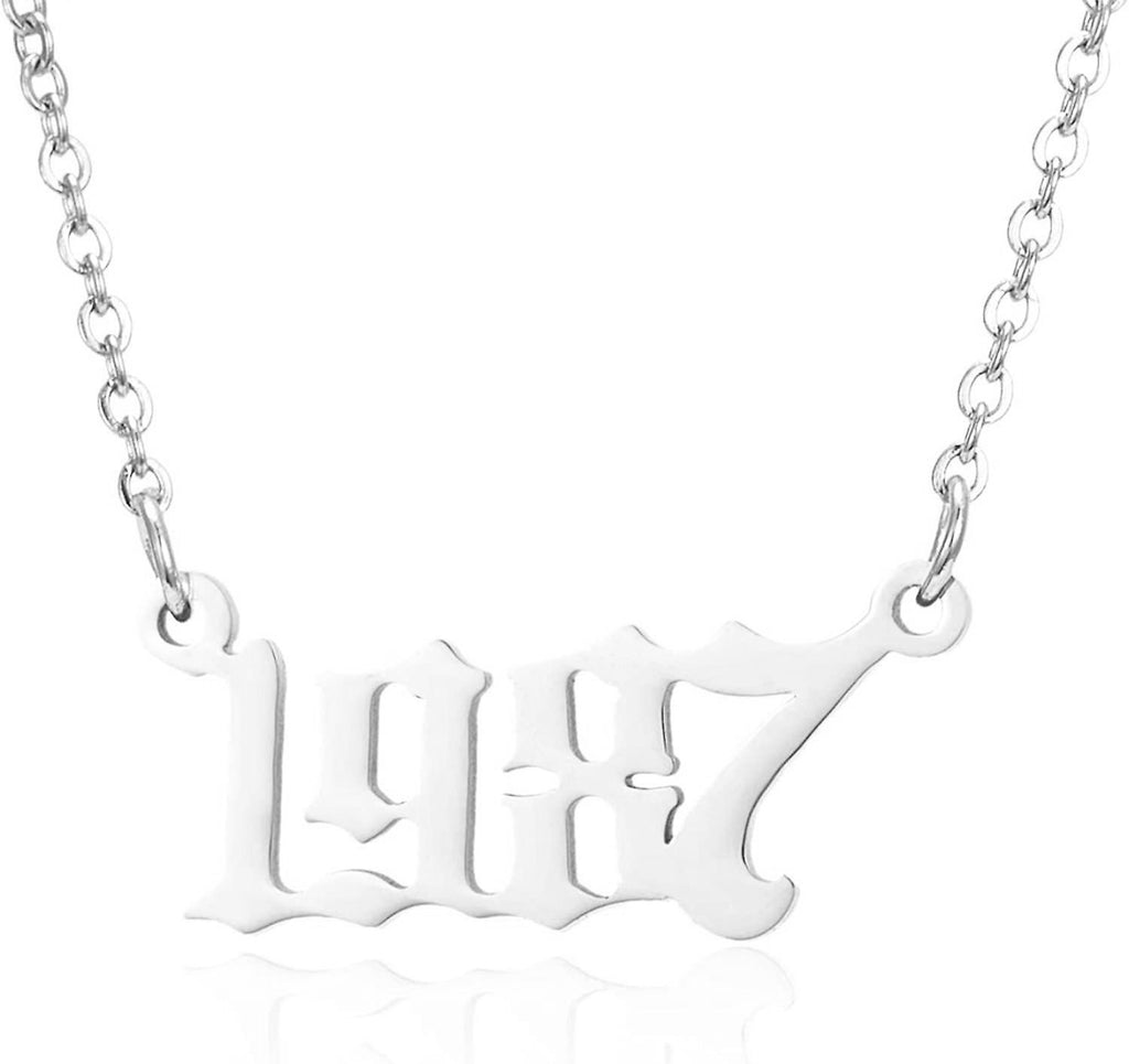 Prime & Pure 9K White Gold Birthyear Necklace 1987 - Prime & Pure