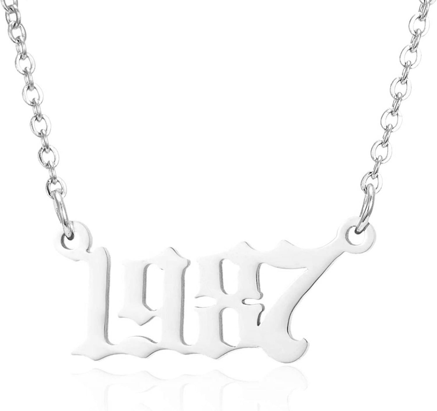 Prime & Pure 9K White Gold Birthyear Necklace 1987 - Prime & Pure