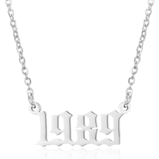 Prime & Pure 9K White Gold Birthyear Necklace 1989 - Prime & Pure