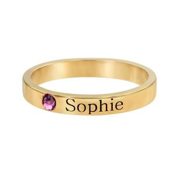 Birthstone Engraved Name Ring - Prime & Pure