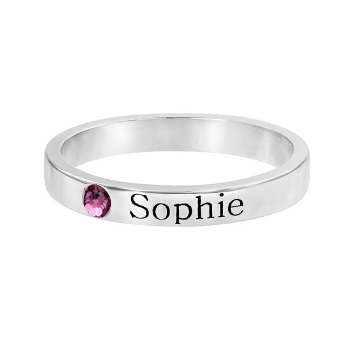 Birthstone Engraved Name Ring - Prime & Pure