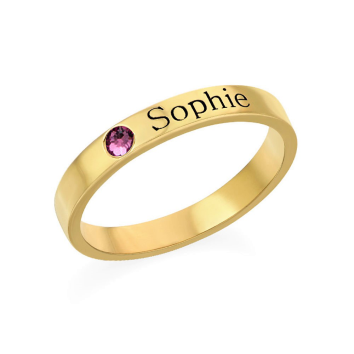 Birthstone Engraved Name Ring - Prime & Pure