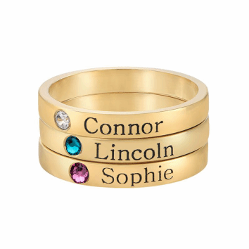 Birthstone Engraved Name Ring - Prime & Pure