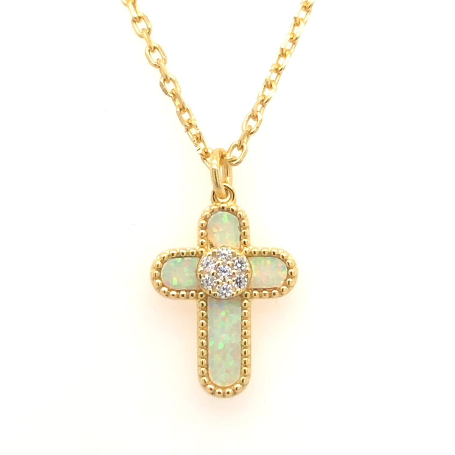 White Stone Gold Plated Cross - Prime & Pure