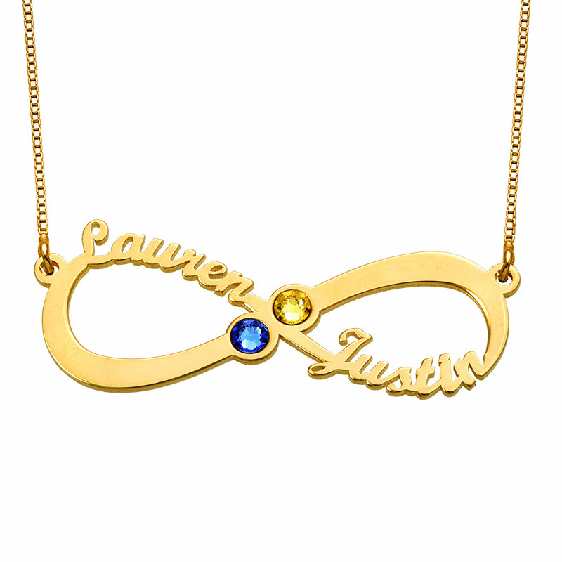 Infinity two Names Birthstones Necklace - Prime & Pure