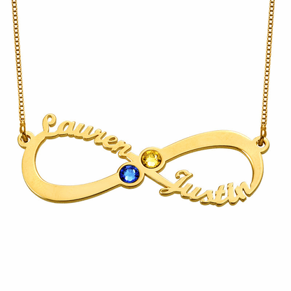 Infinity two Names Birthstones Necklace - Prime & Pure