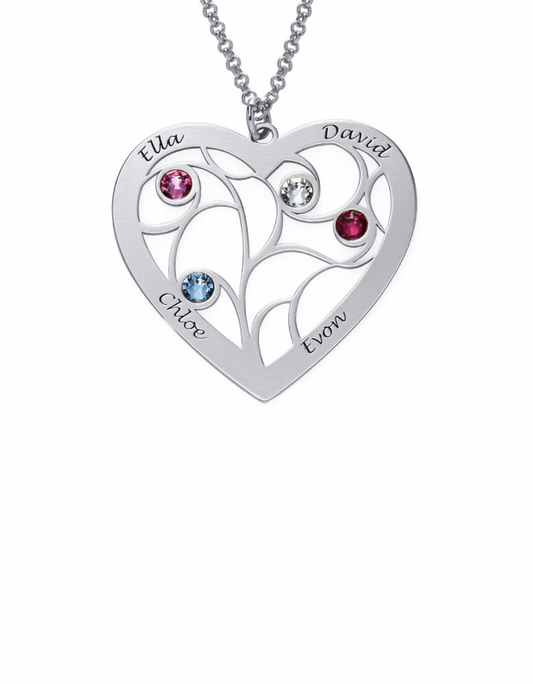 Family Heart Tree Birthstones Necklace - Prime & Pure