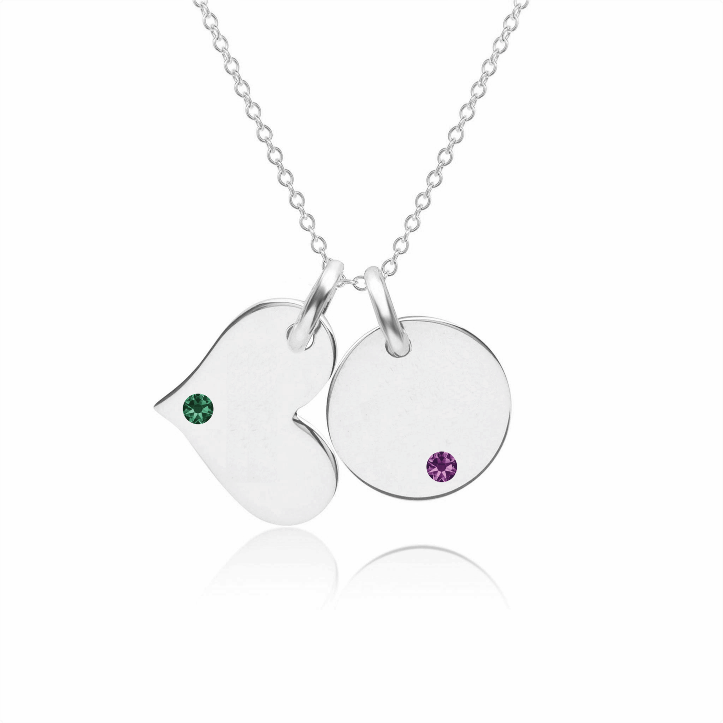 Heart circle Names Birthstones Necklace - Prime & Pure