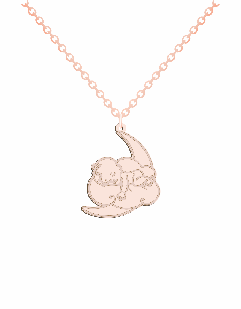 Baby Sleeping Moon Necklace - Prime & Pure