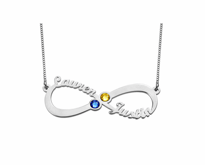 Infinity two Names Birthstones Necklace - Prime & Pure