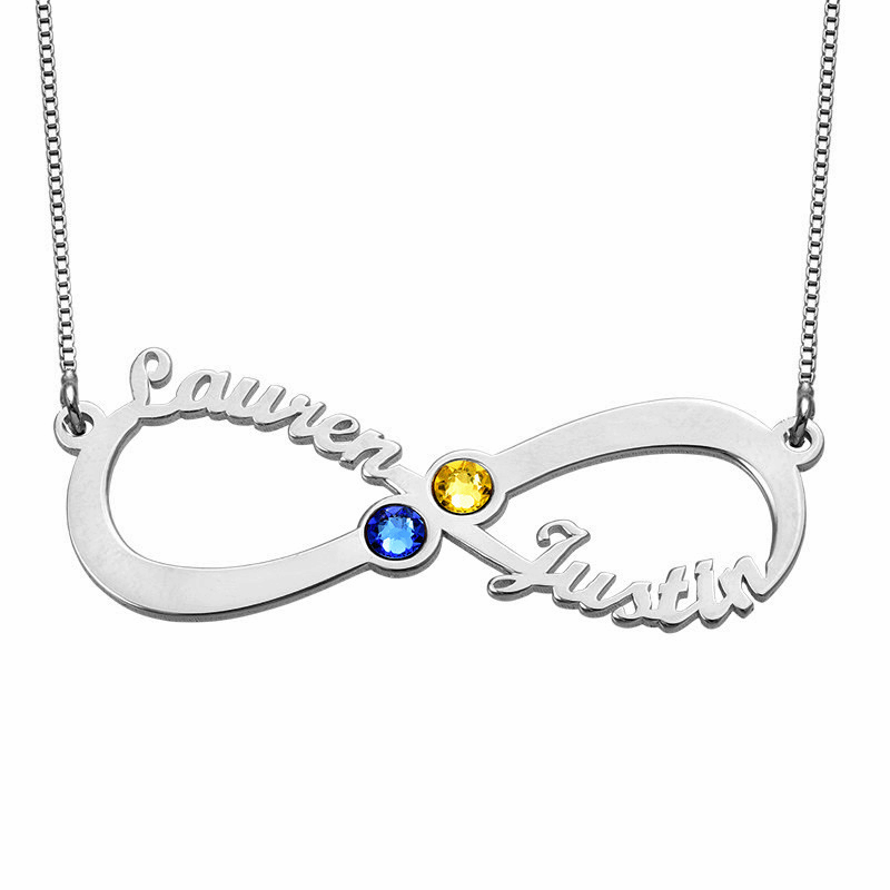 Infinity two Names Birthstones Necklace - Prime & Pure