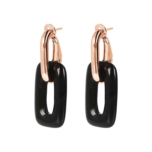 Bronzallure Variegata Black Onyx Link Earrings - Prime & Pure