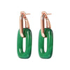 Bronzallure Variegata Green Agate Link Earrings - Prime & Pure