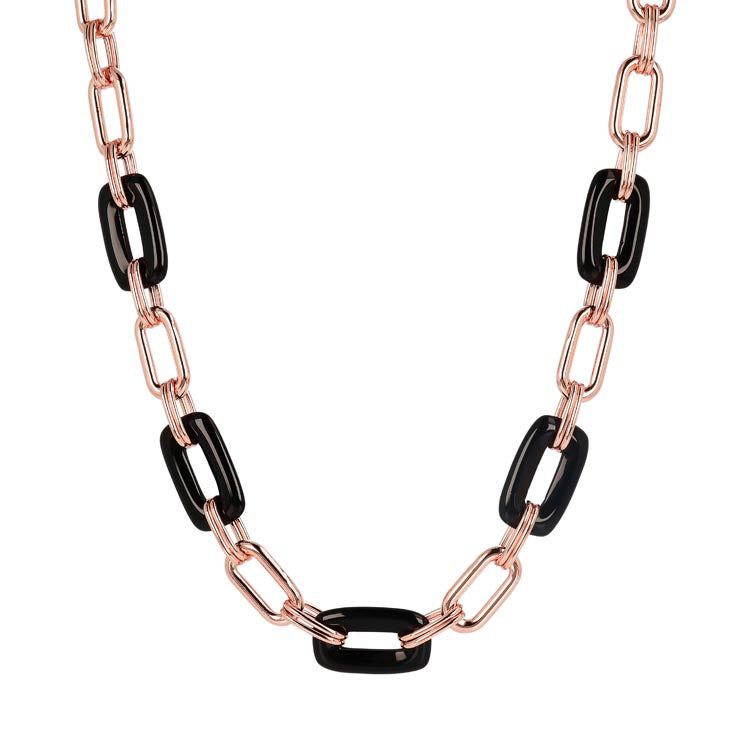 Bronzallure Variegata Black Onyx Link Necklace 48.3CM - Prime & Pure