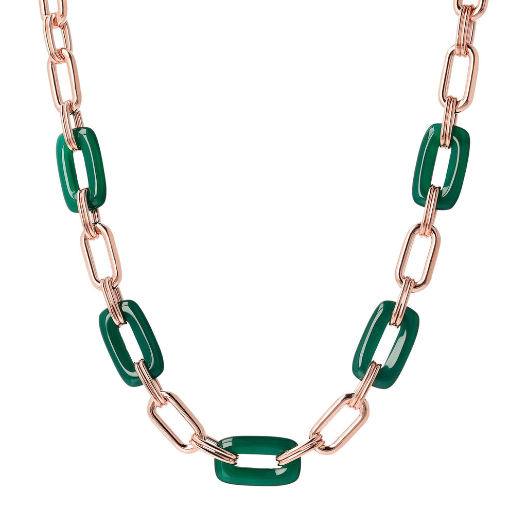 Bronzallure Variegata Green Agate Necklace 48.3cm - Prime & Pure