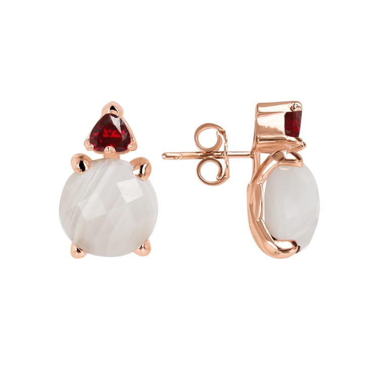 Bronzallure Felicia White Agate/Ruby Earrings - Prime & Pure