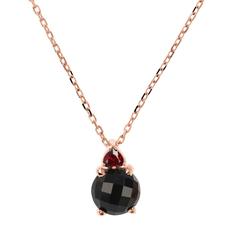 Bronzallure Felicia Black Onyx/Ruby Necklace 47cm - Prime & Pure