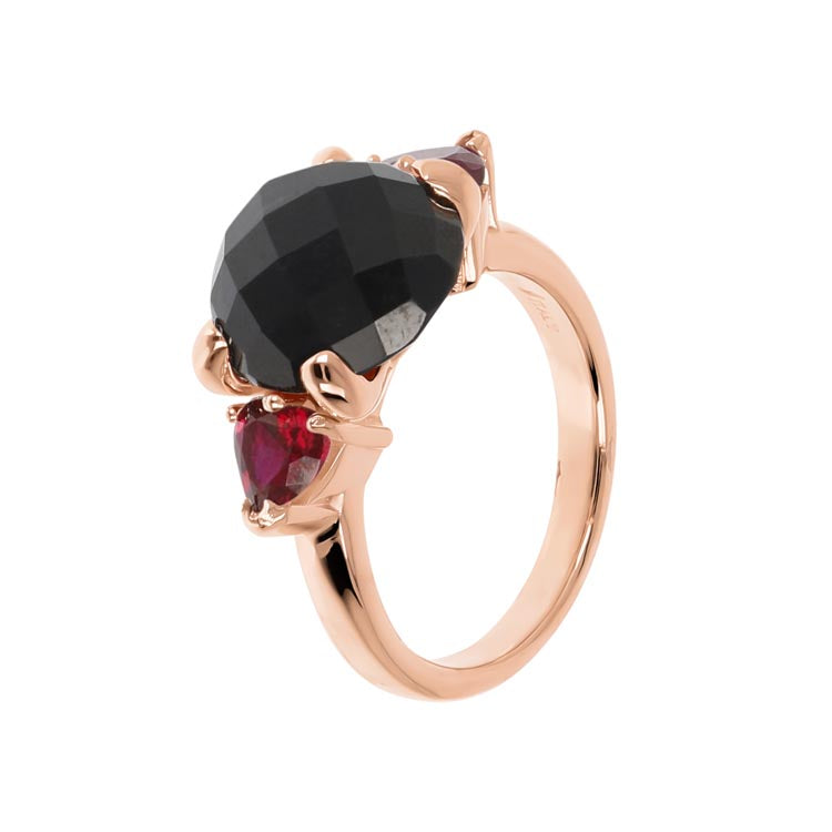 Bronzallure Felicia Black Onyx Ruby Ring - Prime & Pure