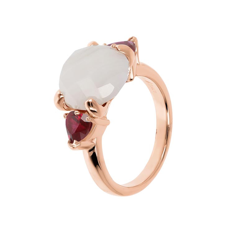 Bronzallure Felicia White Agate Ruby Ring - Prime & Pure