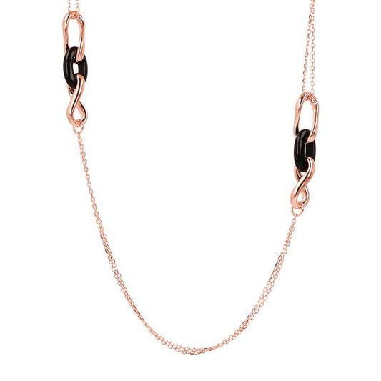 Bronzallure Variegata Black Onyx Link Necklace 91.4cm - Prime & Pure