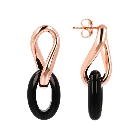 Bronzallure Variegata Black Onyx Link Earrings - Prime & Pure