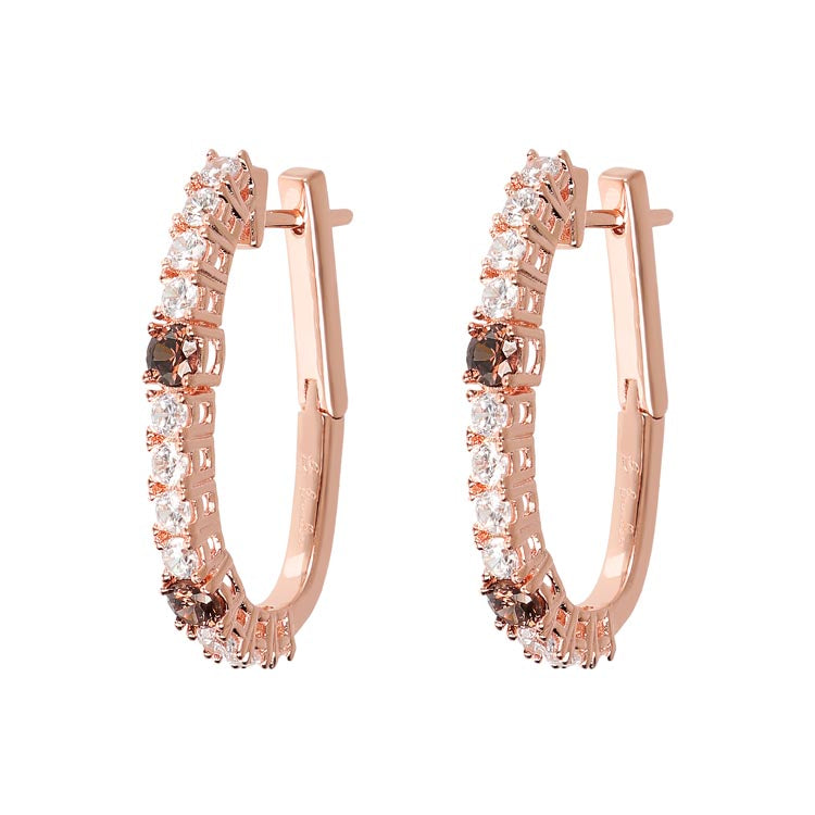 Bronzallure Miss Bronzallure Brown/White Cubic Zirconia Huggie Earrings - Prime & Pure