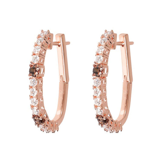 Bronzallure Miss Bronzallure Brown/White Cubic Zirconia Huggie Earrings - Prime & Pure