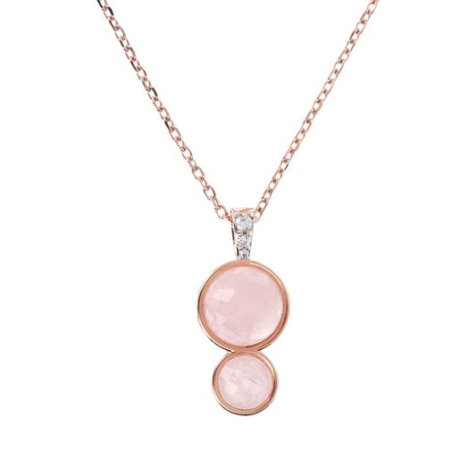 Bronzallure Preziosa Rose Quartz Cubic Zirconia Necklace 40+5cm - Prime & Pure