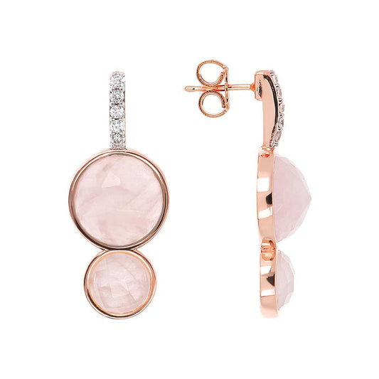 Bronzallure Preziosa Rose Quartz/CZ Earrings - Prime & Pure