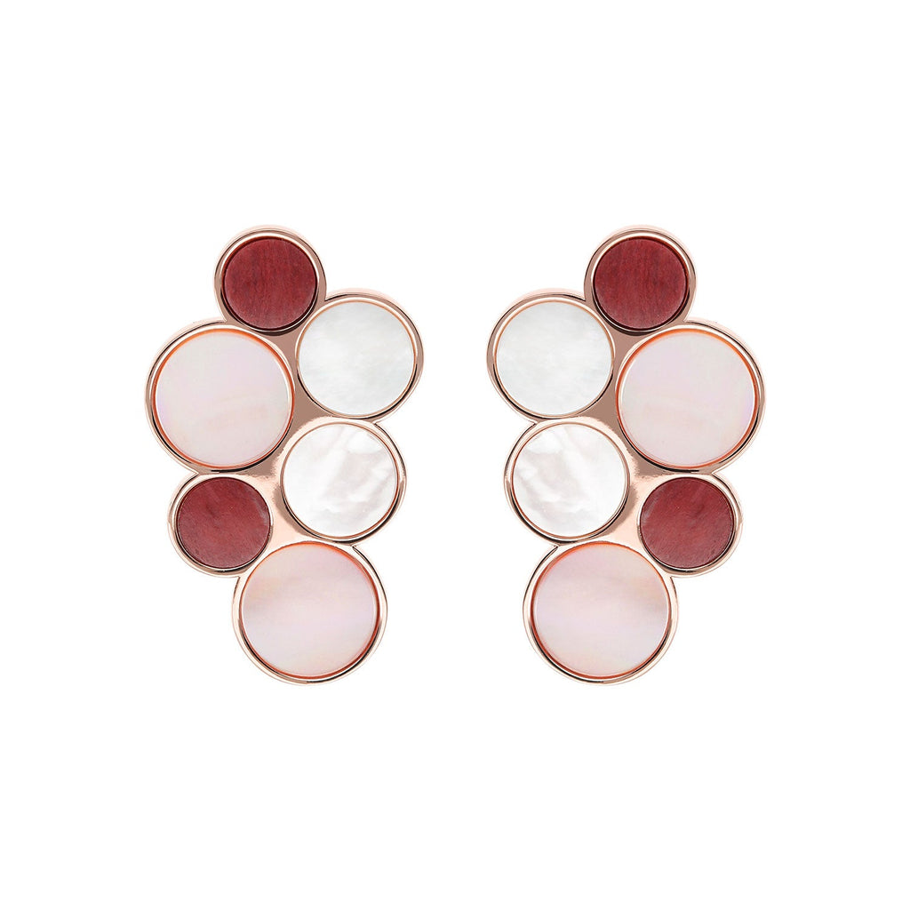 Bronzallure Alba Red Fossil Mop Flat Earrings - Prime & Pure